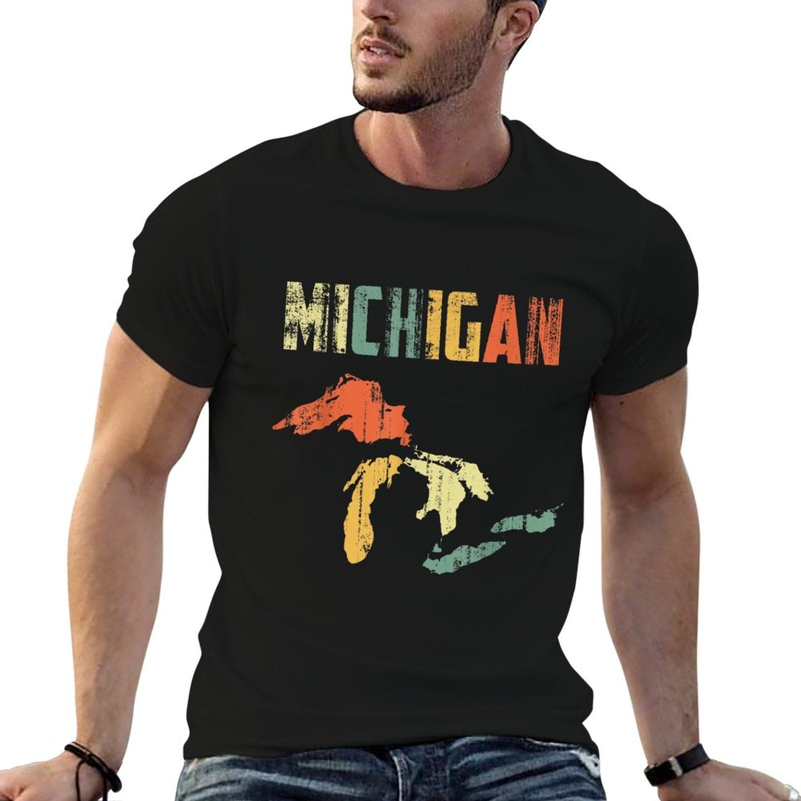 The Great Lakes Largest Water Retro Color Michigan MI Pride  Quick-drying T-Shirt