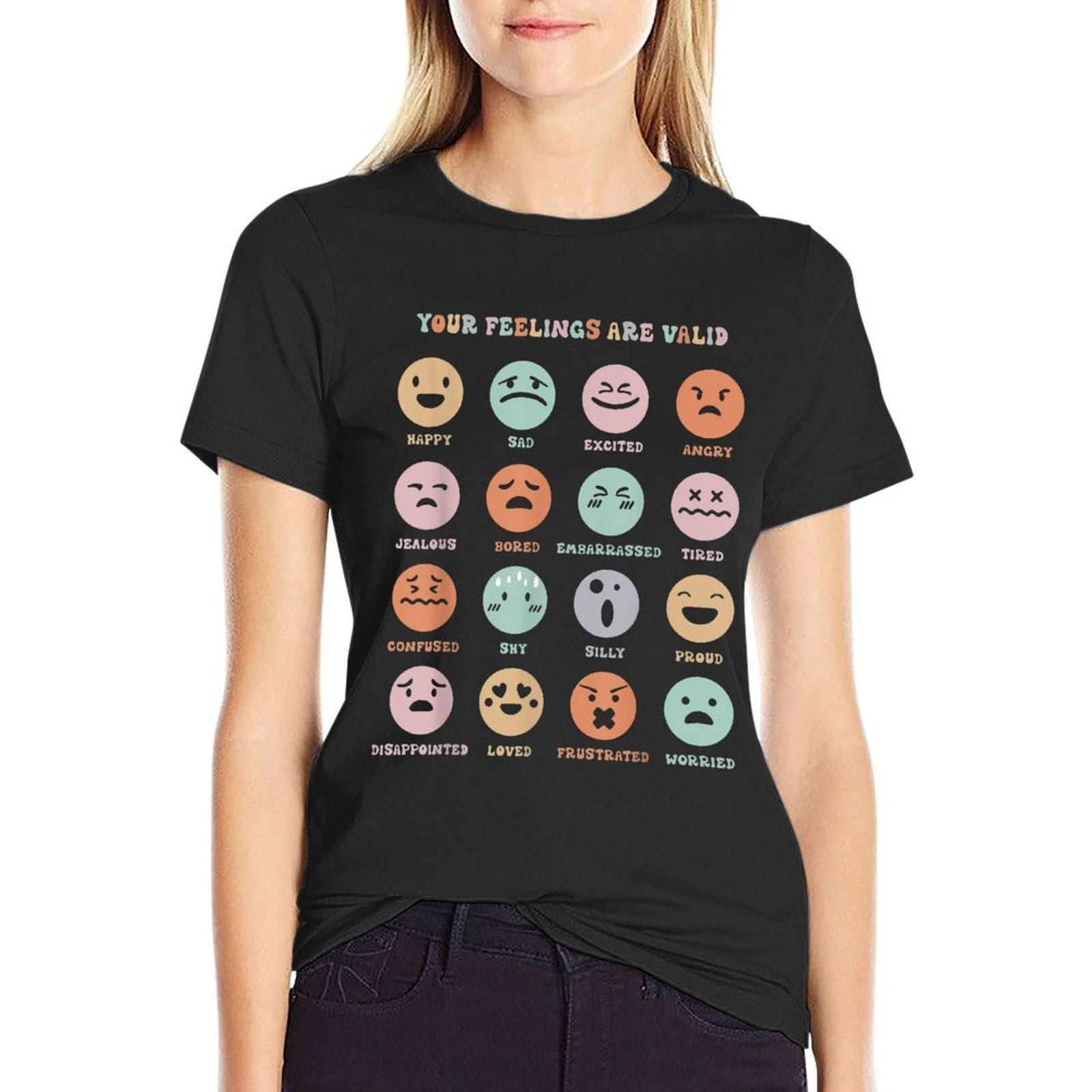 Funny Your Feelings Are Valid My Feelings Emotion Faces  Graphic-printed T-Shirt