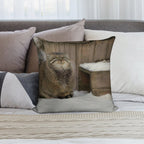 Zelenogorsk The Pallas's Cat Is Warming His Paws on A Tail Soft Short Plush Fabric Throw Pillow