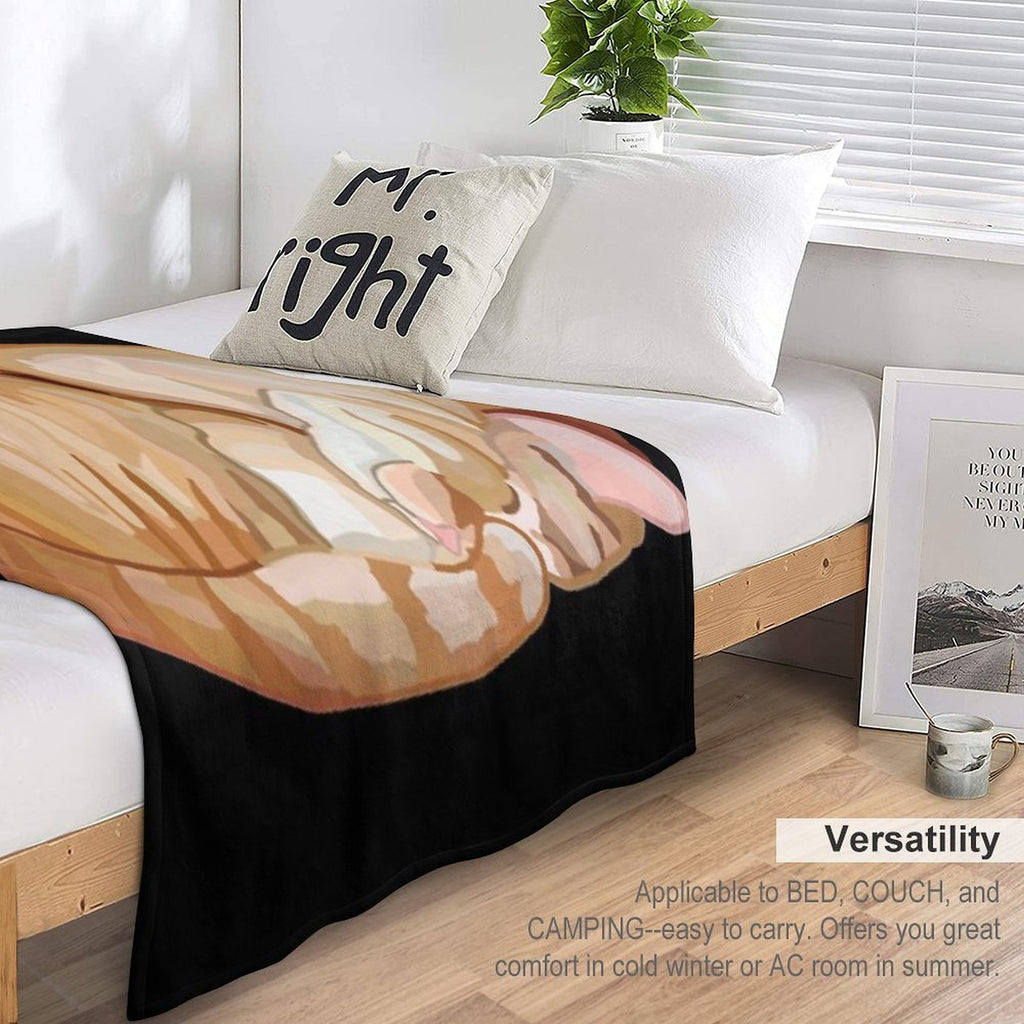 Sleeping Curled Orange Ginger Tabby Cat Eco-conscious Throw Blanket