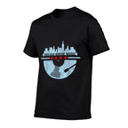 Chicago House Music DJ Raver Vinyl Skyline Retro Vintage  Cotton T-Shirt