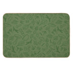 Autumn Mushrooms Green Monochrome  Repositionable Bath Mat