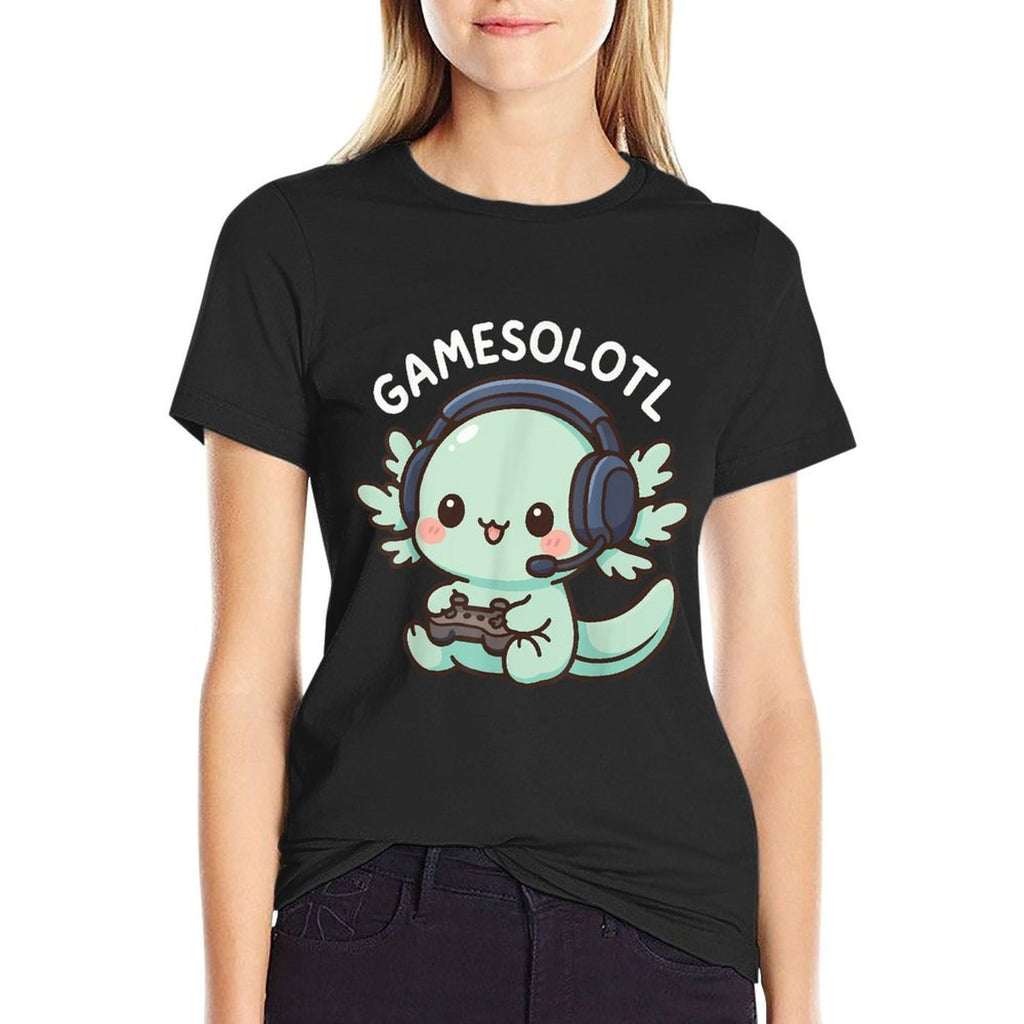 Gamesolotl Axolotl Gamer Gaming Anime  Fade-proof Color T-Shirt