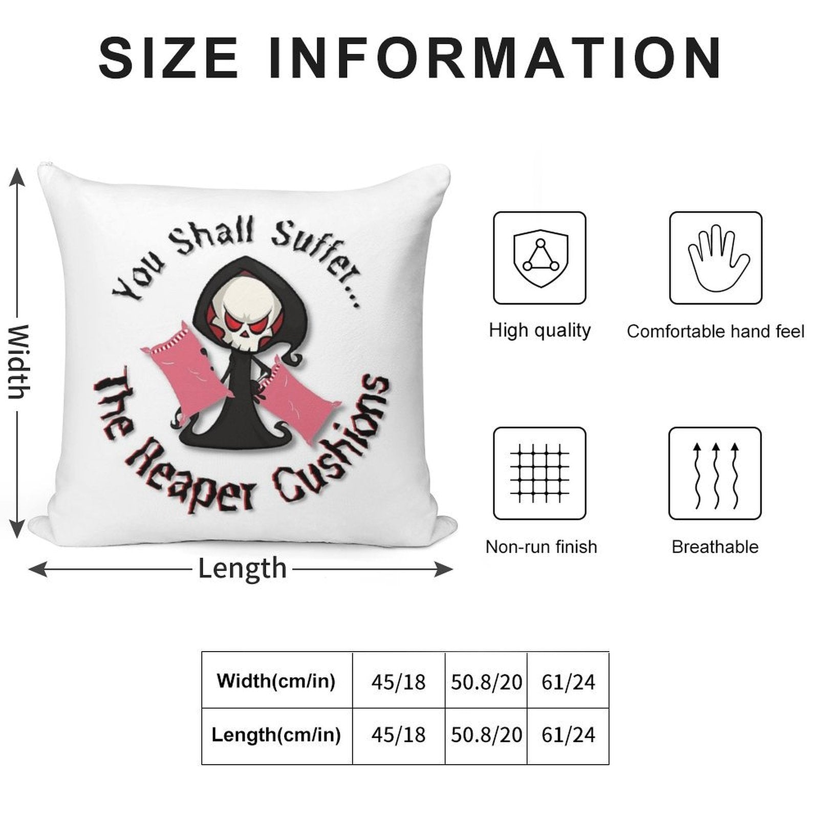 The Reaper Cushions Soft Hidden Zipper Throw Pillow