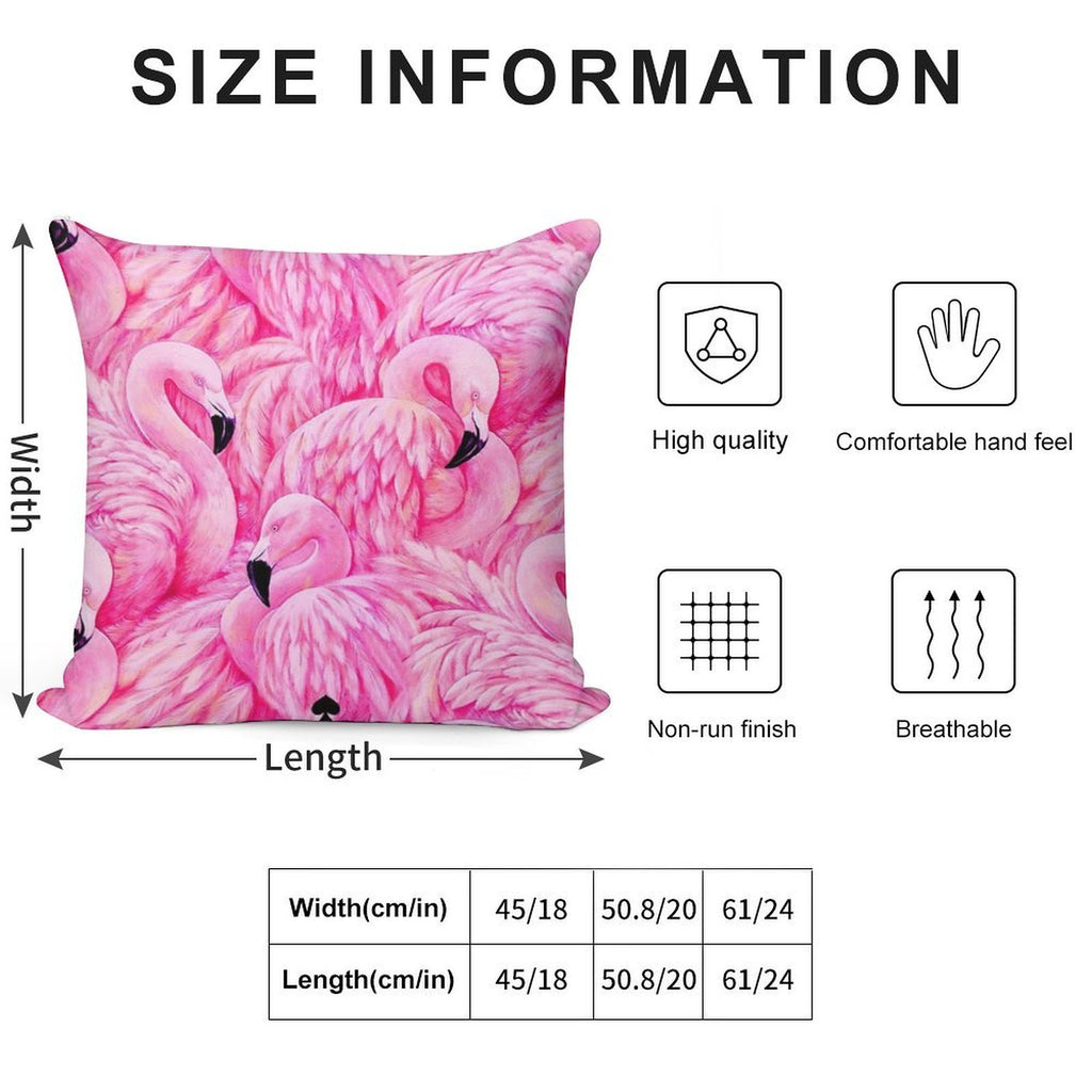 Beauty Pink Flamingo Art Soft Short Plush Fabric Throw Pillow