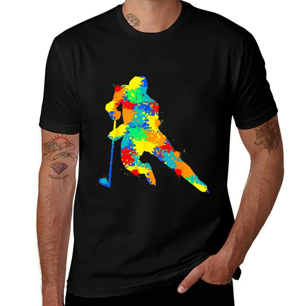 Hockey Player Ice Hockey Youth Boys Kids  Oversized Silhouette T-Shirt