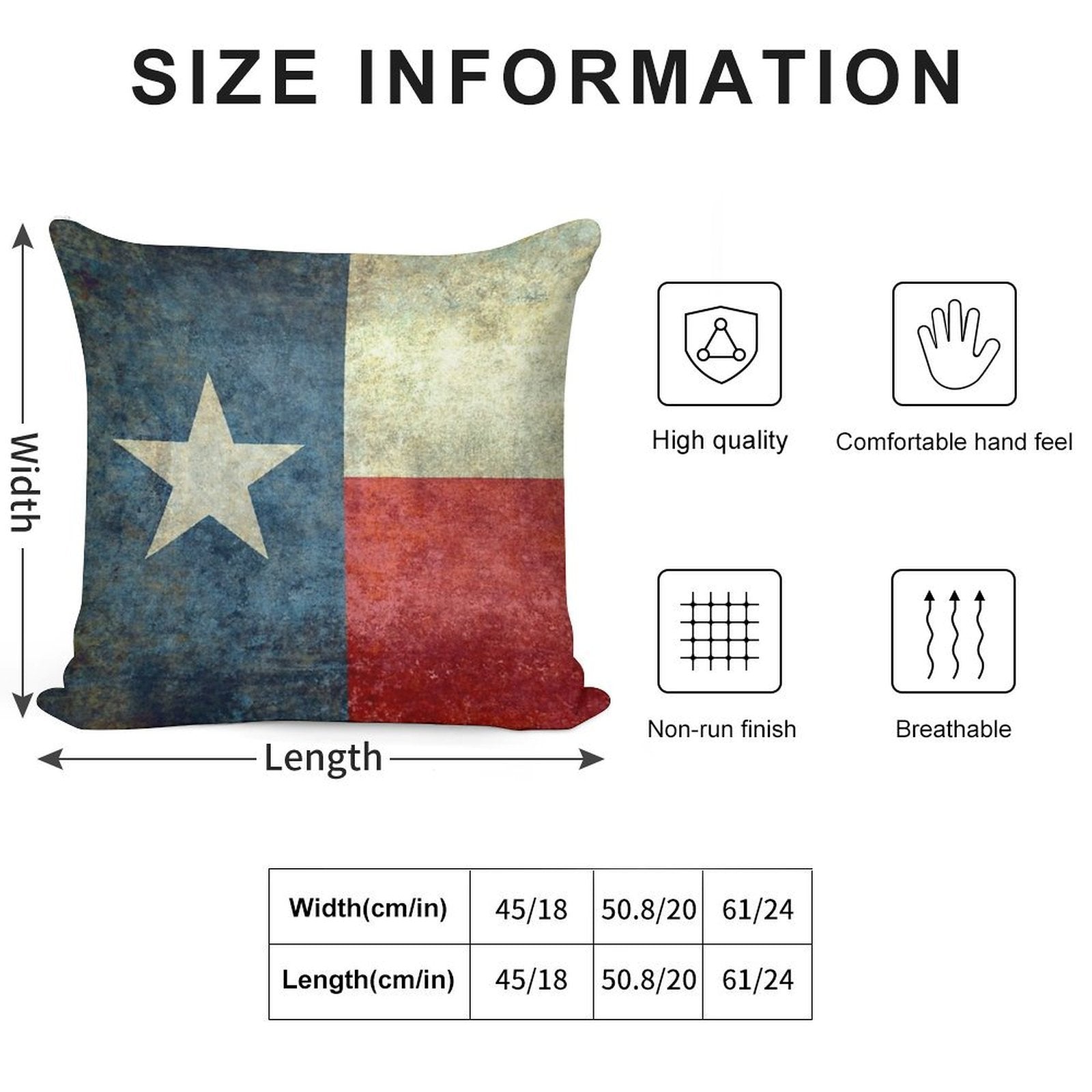 Texas Flag Soft Fade-Resistant Throw Pillow