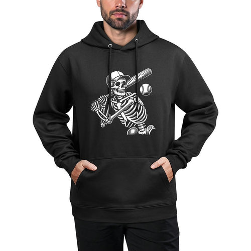 Baseball Skeleton Playing Baseball Halloween Skull Lover Versatile Streetwear Hoodie