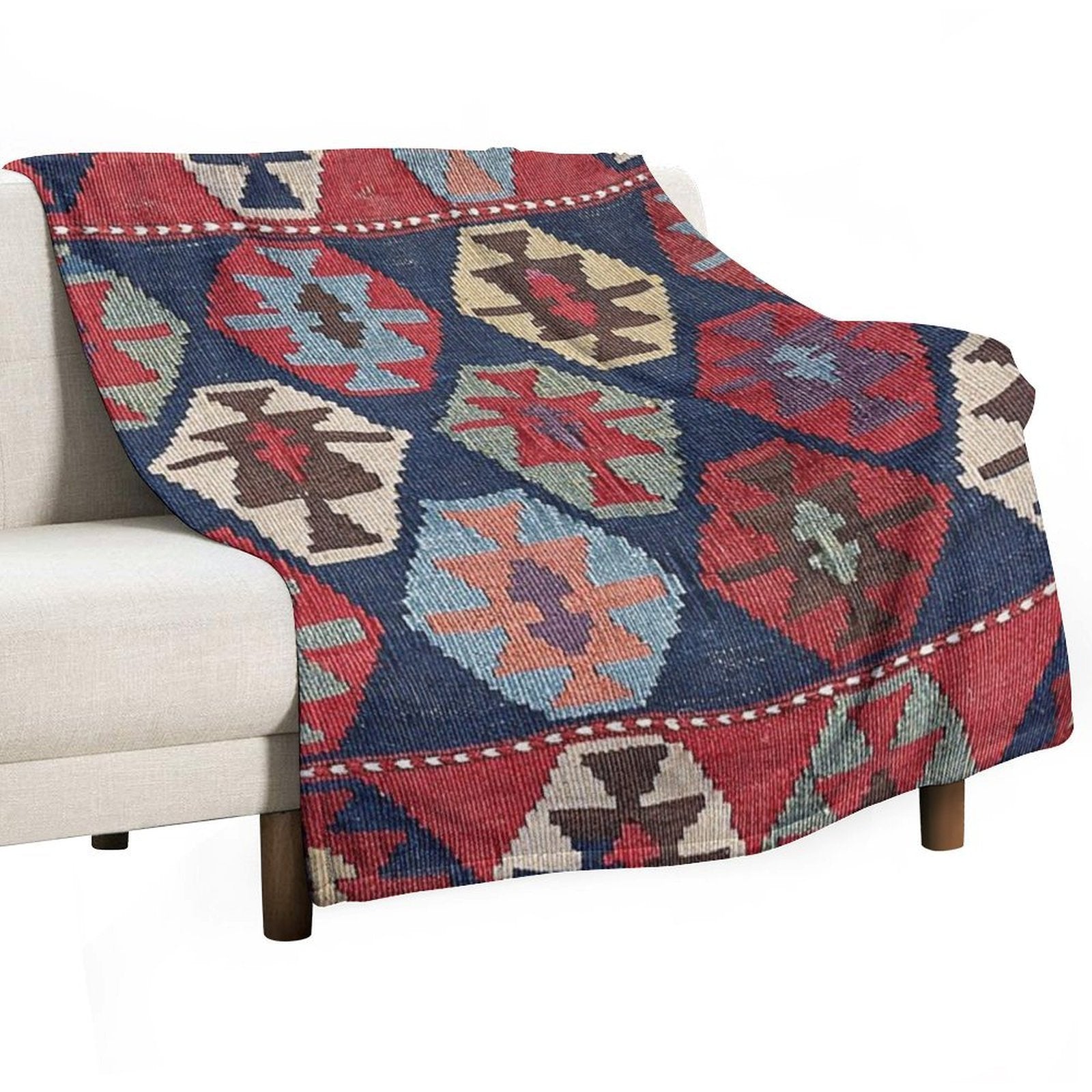 Southwestern Diamond  19th Century Colorful Ornate Accent Pattern Multi-functional Throw Blanket