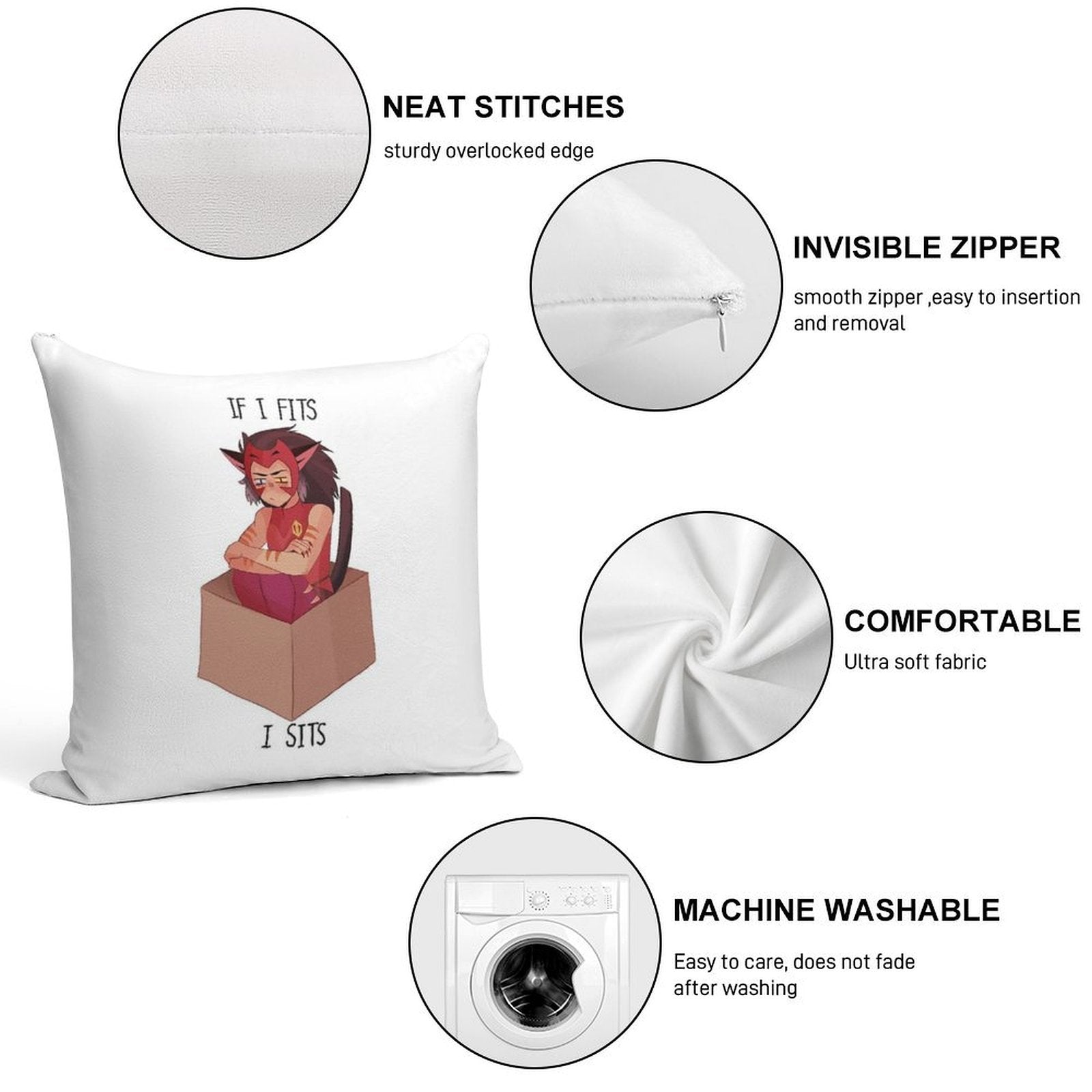 Catra - If I Fits I Sits Soft Warmth Comfort Throw Pillow