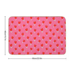 Red Tulips with White Leaves And Stems Drawn on A Pink Background.  Repositionable Bath Mat