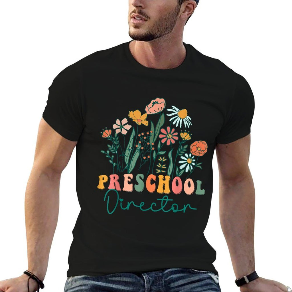 Groovy Wildflower Preschool Directors  Rolled Sleeves T-Shirt