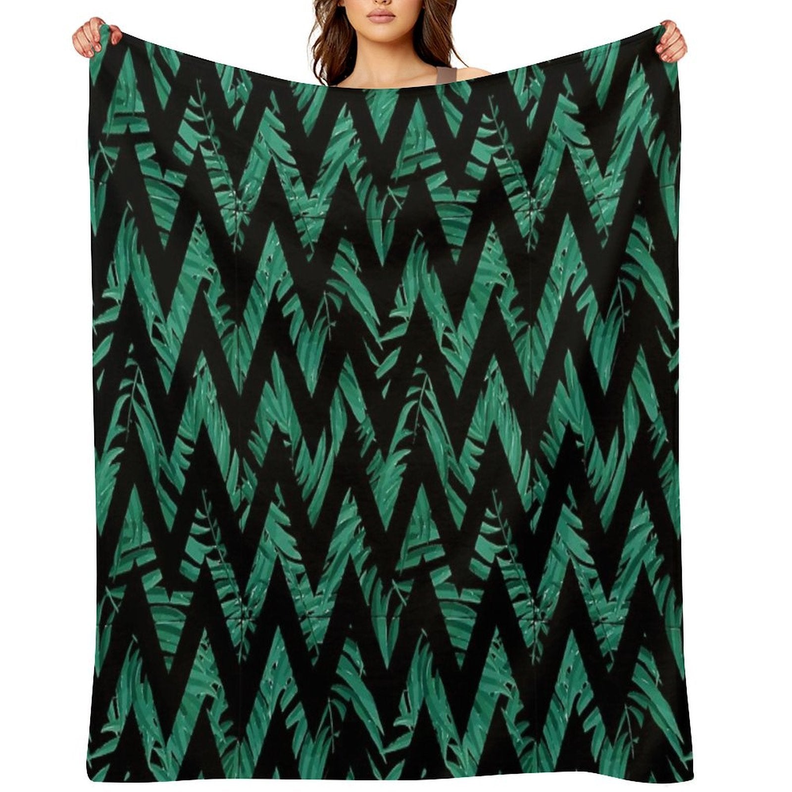 Palm Leaves Zig Zag Line 2 All-season Throw Blanket