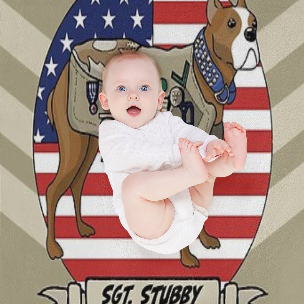 Sergeant Stubby Dog Hero of World War I Beige And Stripes Velvety-soft Throw Blanket