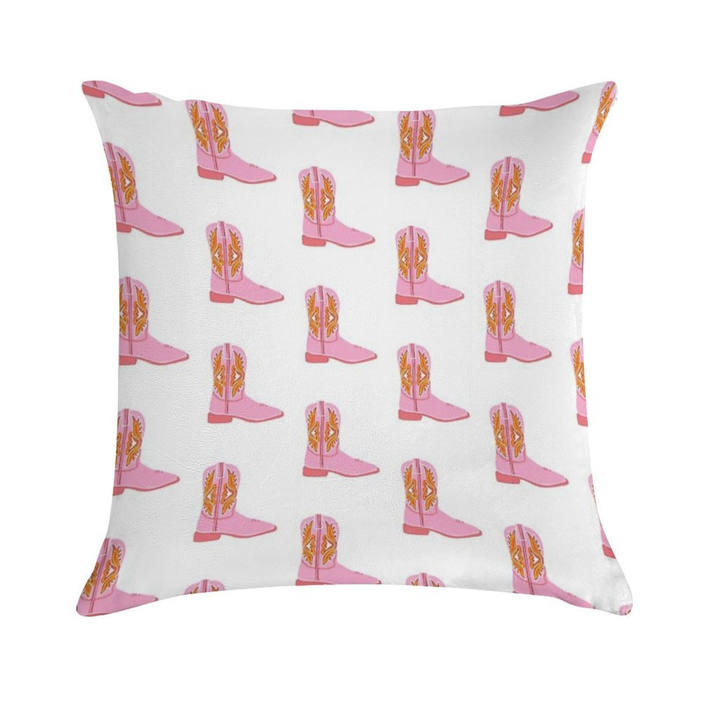 Pink Dolly Cowboy Boot Soft Home Decor Throw Pillow