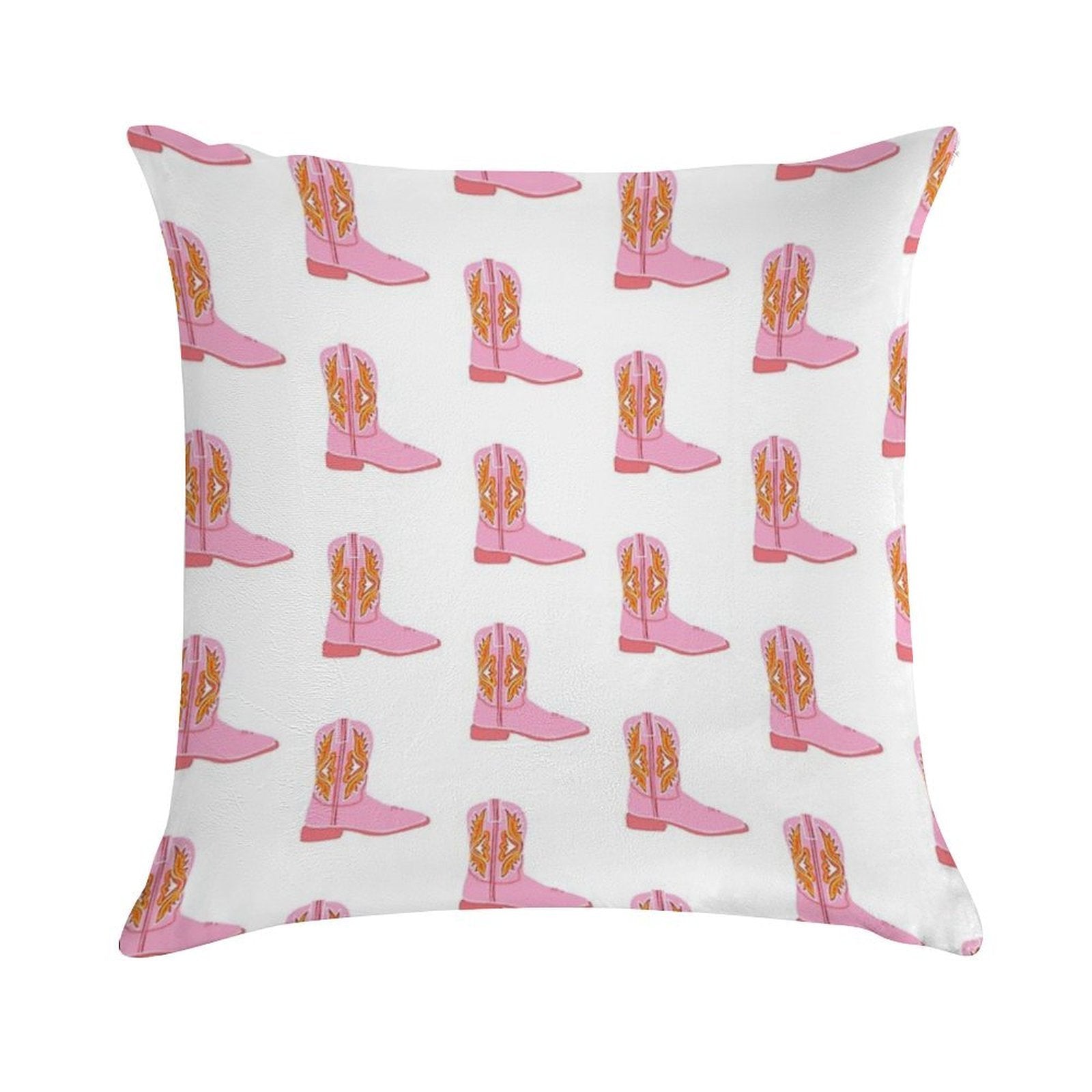 Pink Dolly Cowboy Boot Soft Home Decor Throw Pillow