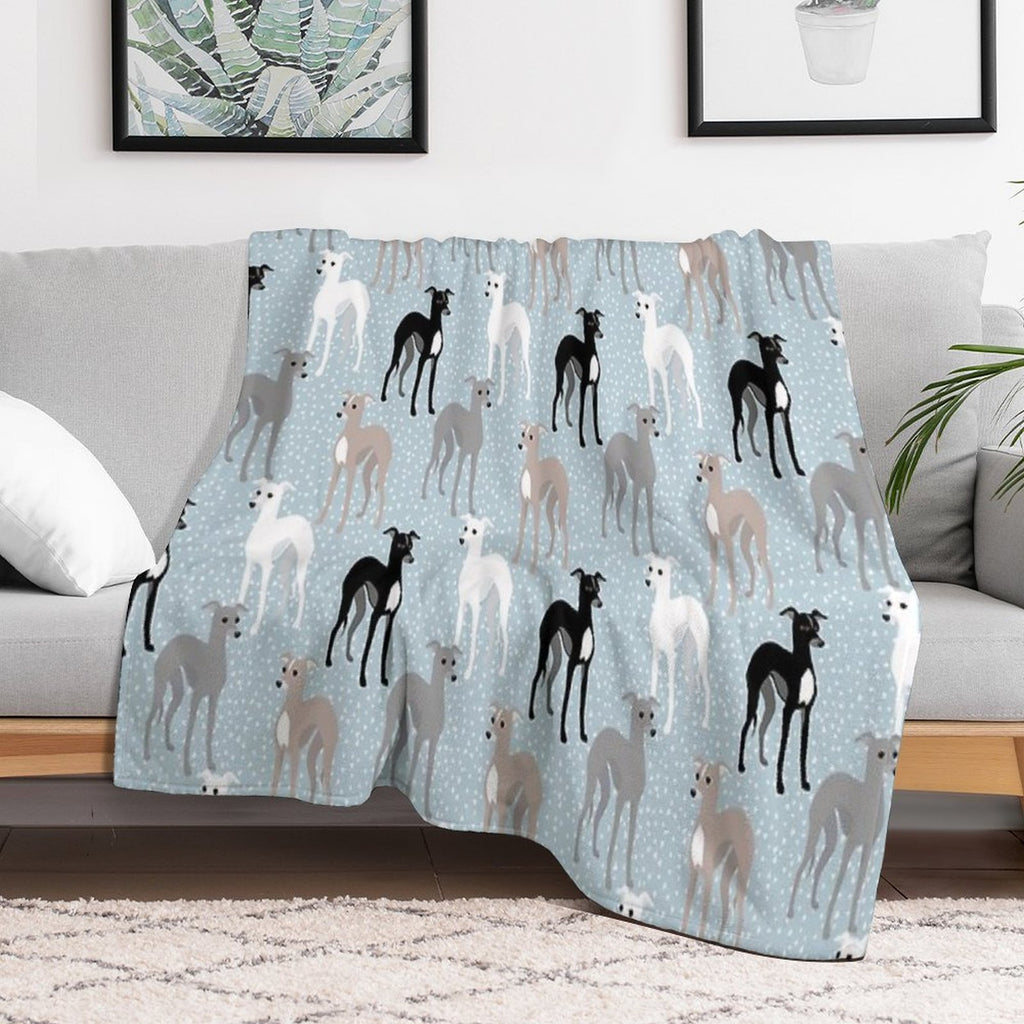 Italian Greyhounds Mid-Century Modern Pattern Wrinkle-free Throw Blanket