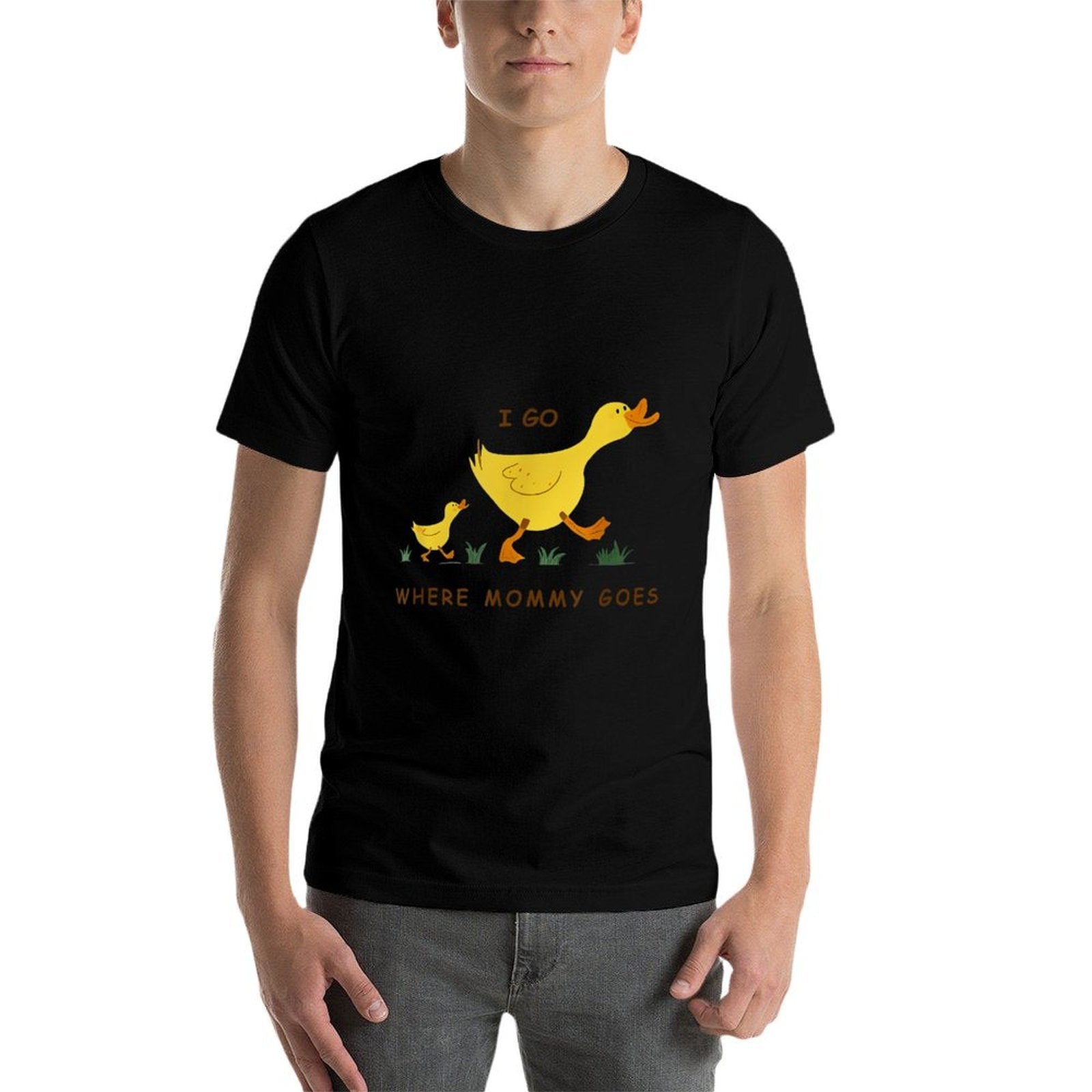 I Go Where Mommy Goes Funny Duck Mom And Kids Boys Girls  Polyester Blend T-Shirt