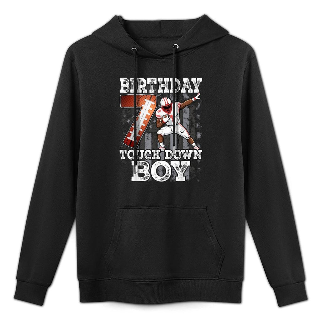 7th Birthday Football Boy - 7 Years Old Kid Football Relaxed Fit Hoodie