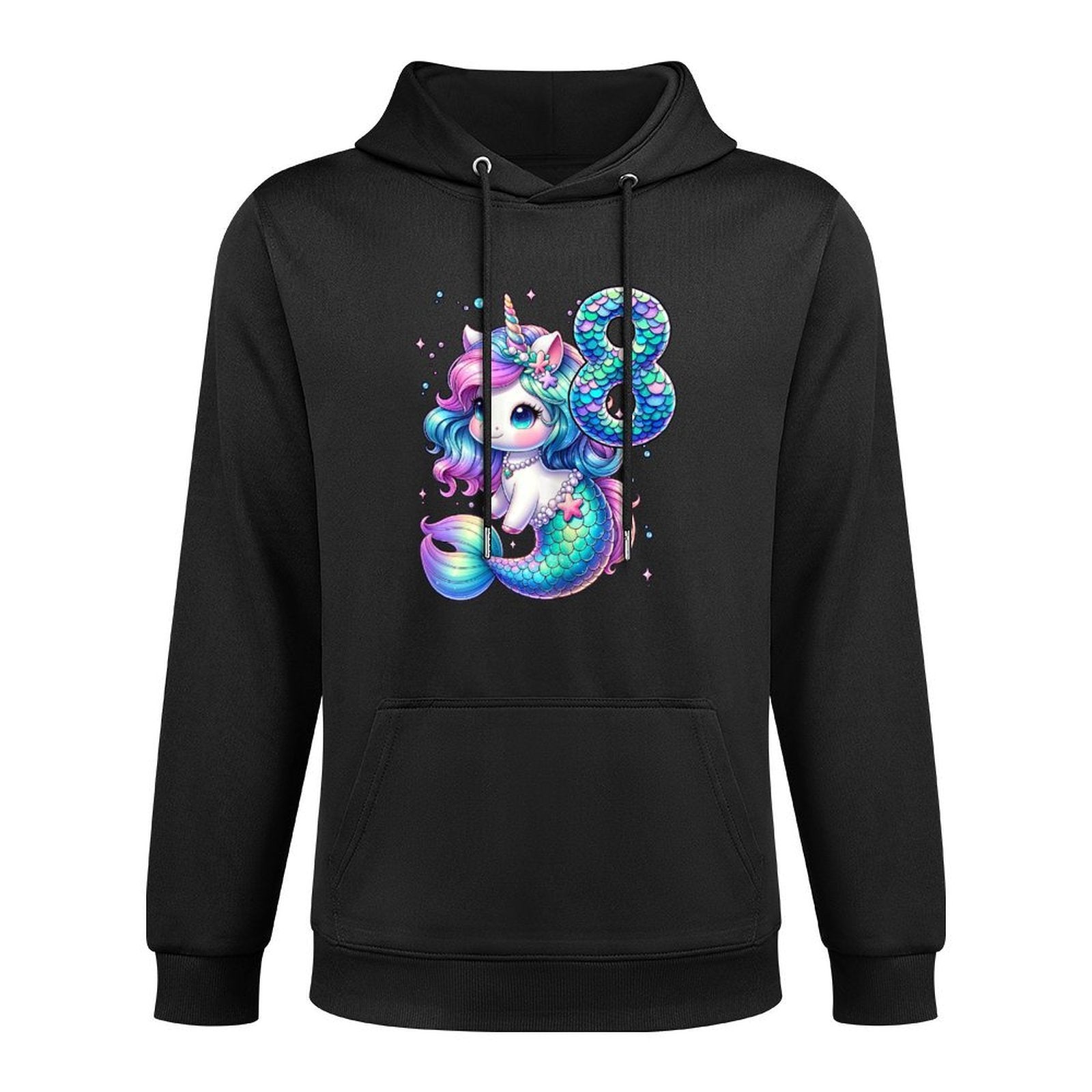 Unicorn Mermaid 8th Birthday 8 Year Old Party Girls Outfit Colorfast Hoodie