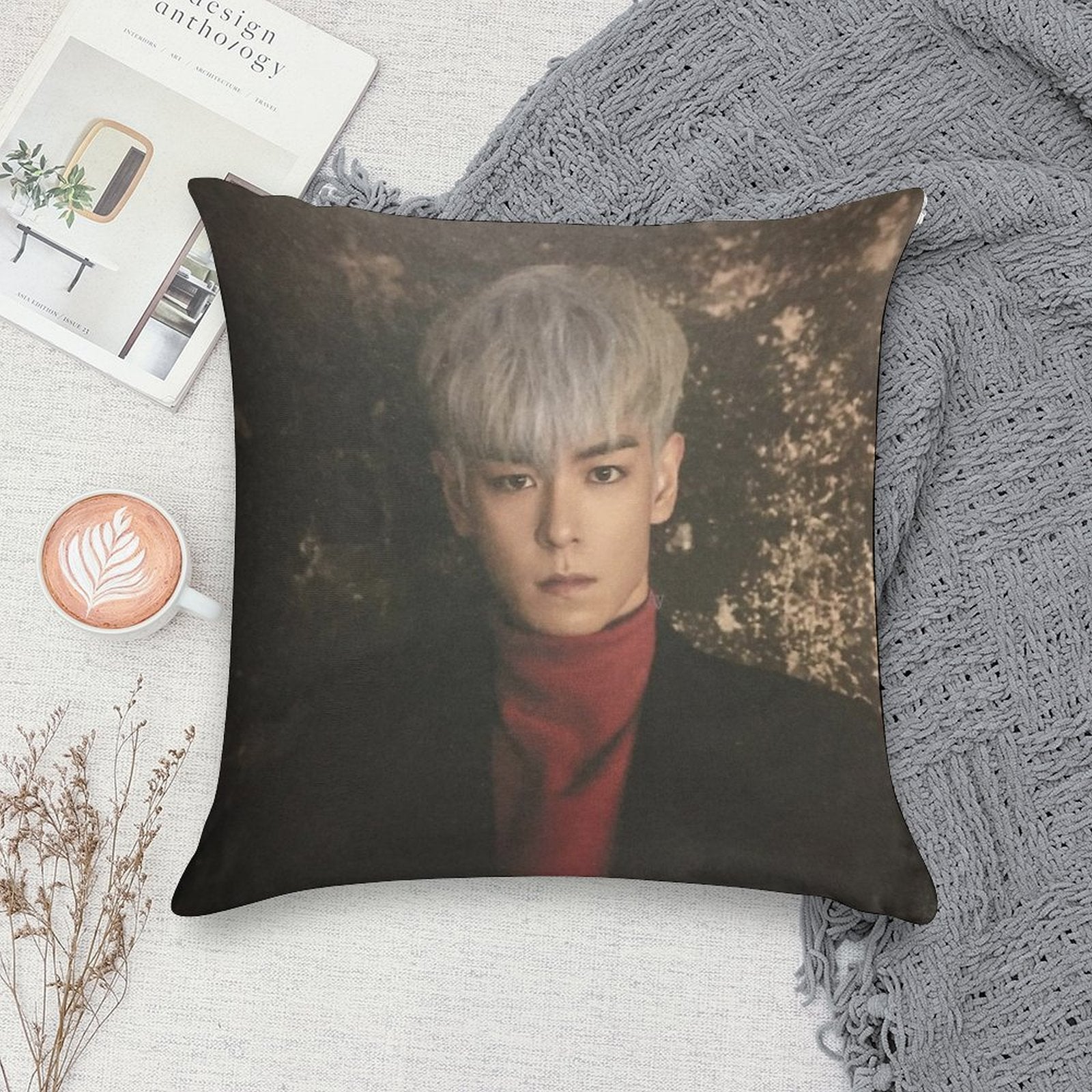 T.O.P Eyes Open Soft Skin-Friendly Throw Pillow