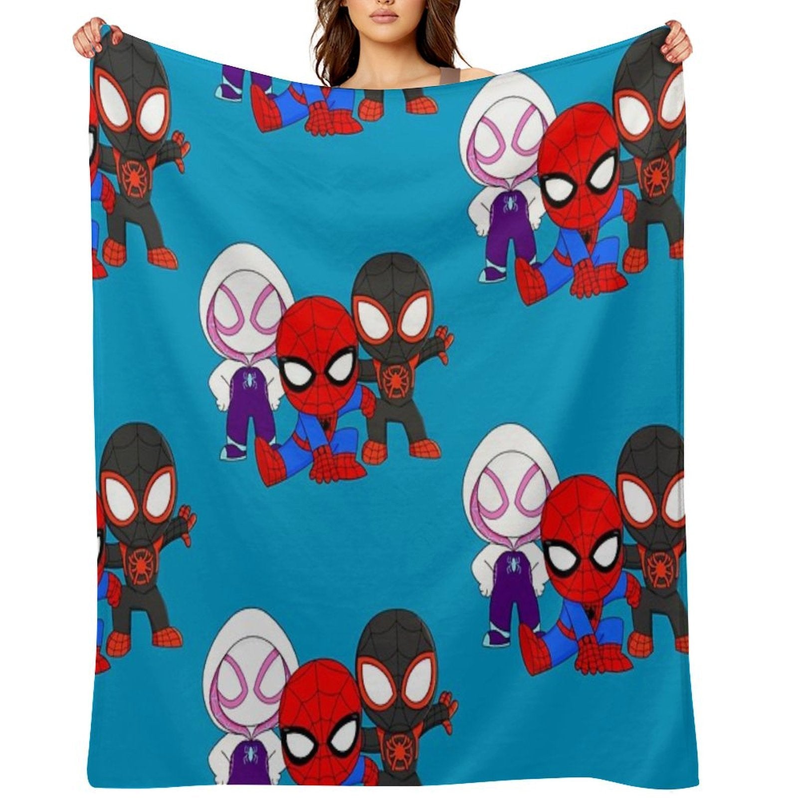 Cute Spiders Friends, Spider Ghost Girl, Cute Baby Spidey Black, Amazing Friends, Cartoon Ghost Easy Care Throw Blanket