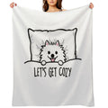 White Pomeranian Tucked Into Bed Cute Pom Cartoon Dog Durable Throw Blanket