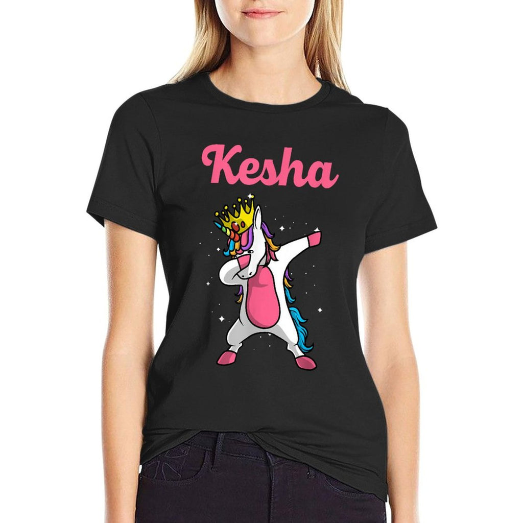 KESHA Name Personalized Birthday Dabbing Unicorn Queen  Graphic-printed T-Shirt