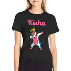 KESHA Name Personalized Birthday Dabbing Unicorn Queen  Graphic-printed T-Shirt