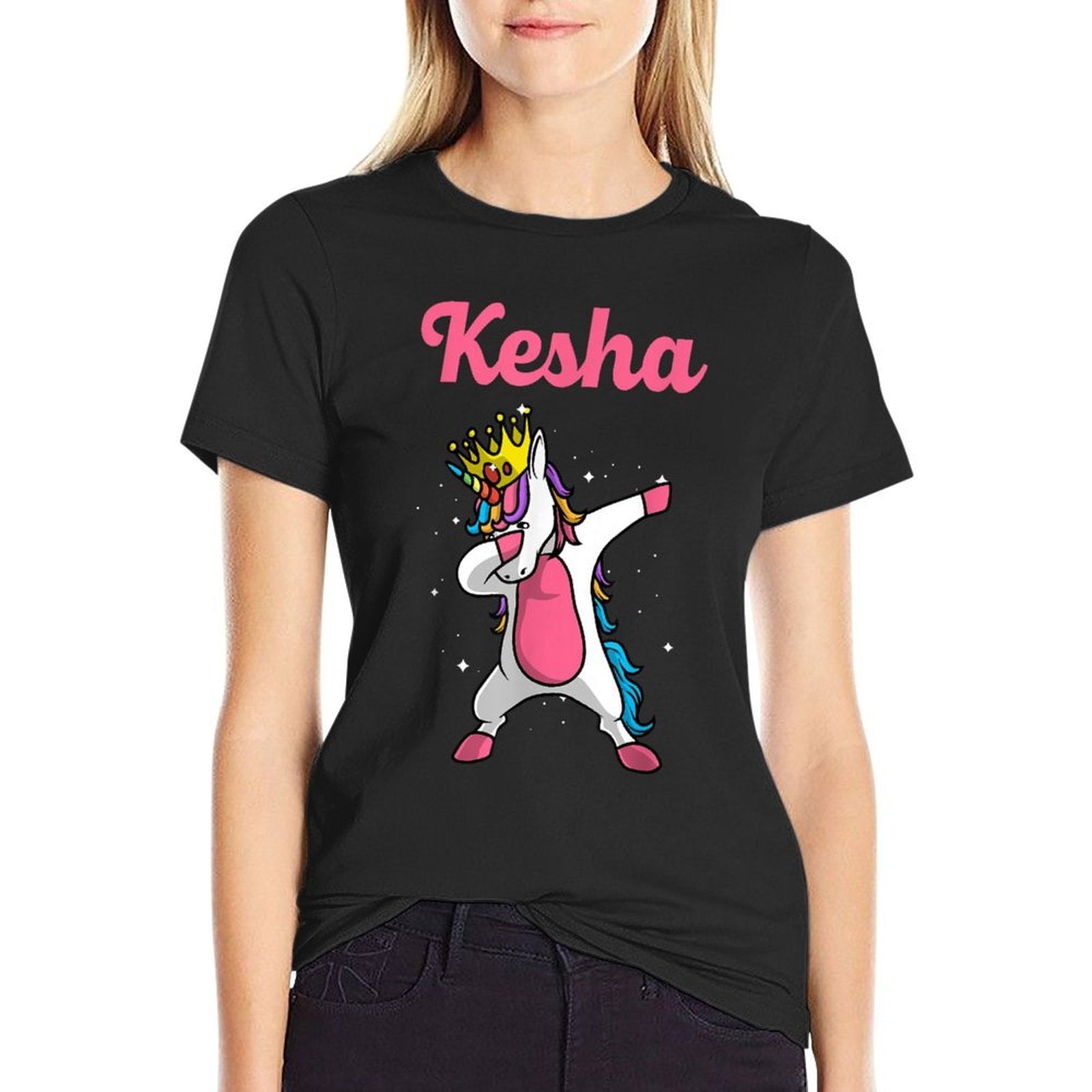 KESHA Name Personalized Birthday Dabbing Unicorn Queen  Graphic-printed T-Shirt