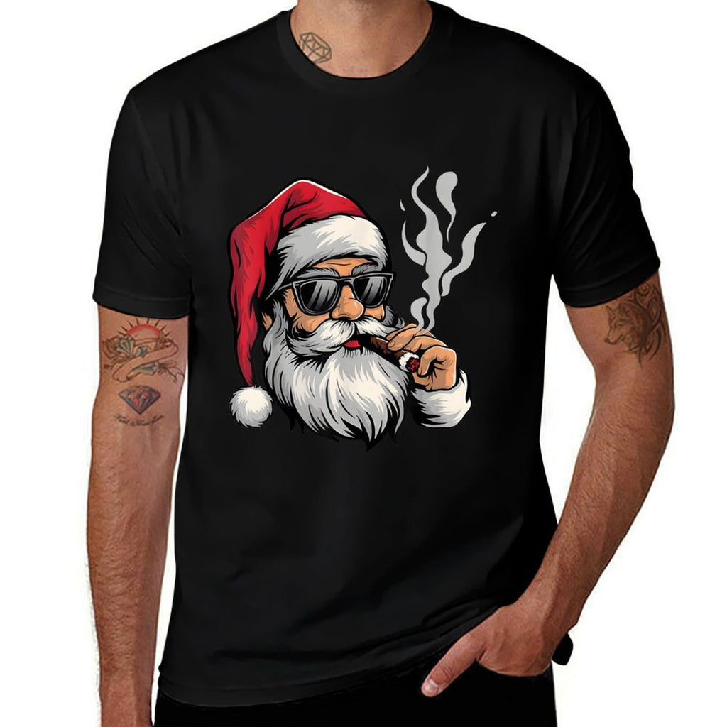 Cool Santa Smoking Cigar Funny Holiday Christmas Design  Odor-resistant T-Shirt