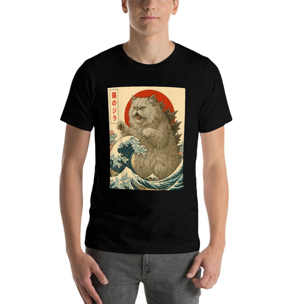 Catzilla Persian Cat Japanese Art Gifts For Men Women Kid  Cotton T-Shirt