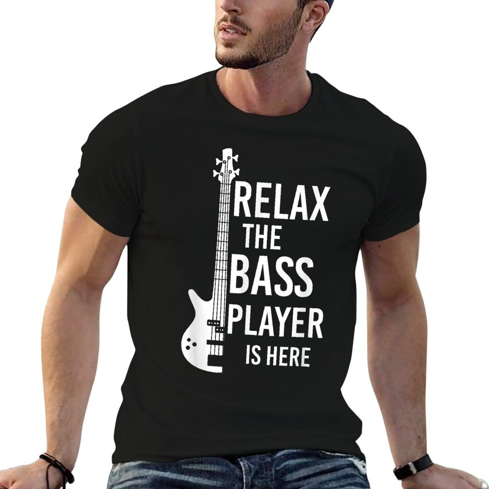 Relax The Bass Player Is Here Bass Guitar  Rolled Sleeves T-Shirt