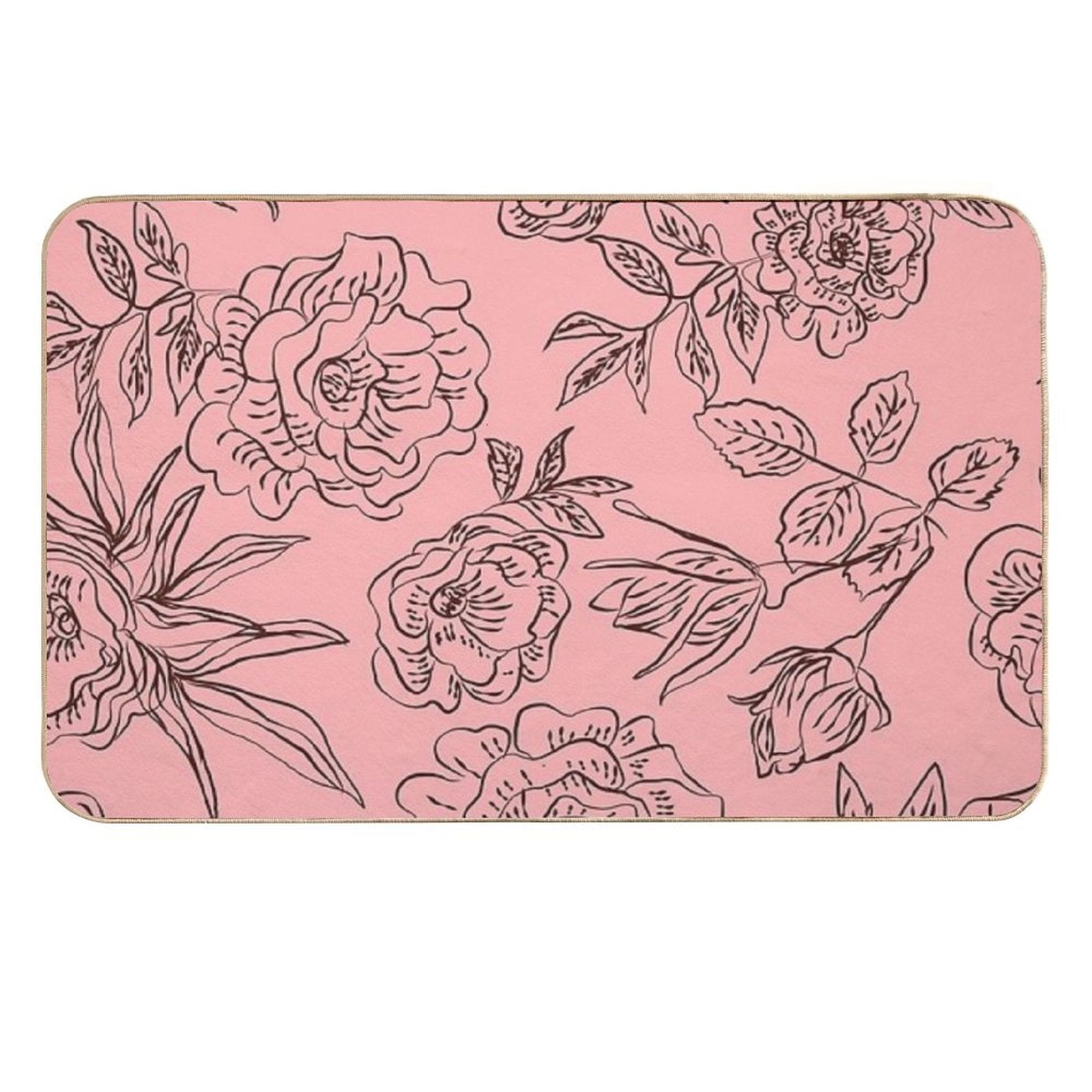 Roses on A Pink Background  Pet-Safe Bath Mat