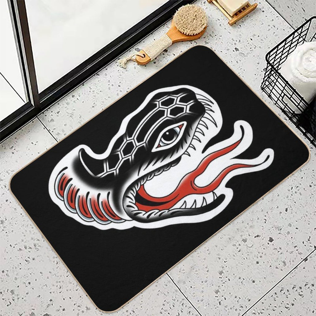 Snake Traditional Tattoo Flash  Pet-Safe Bath Mat