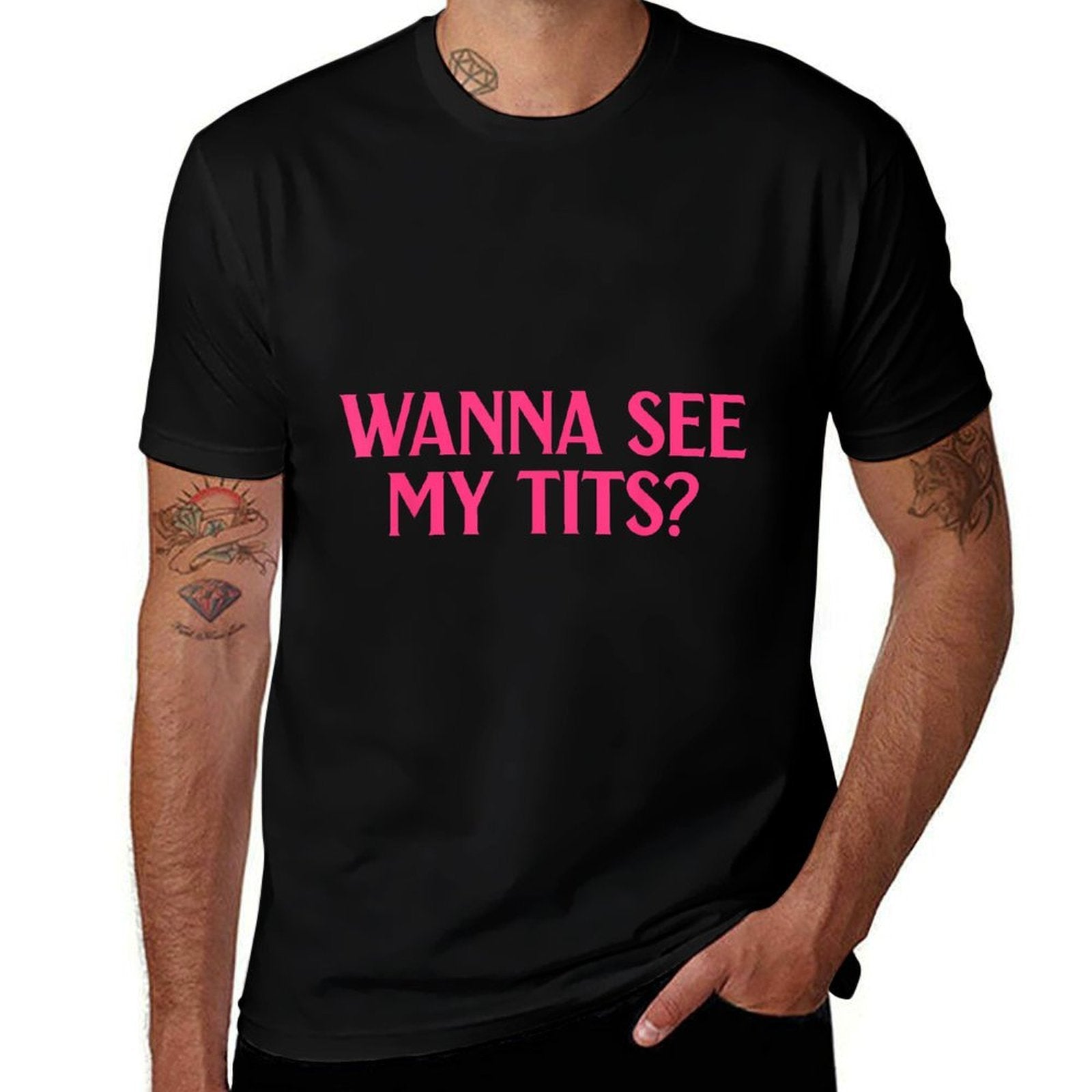 Wanna See My Tits Funny Apparel  Oversized Silhouette T-Shirt