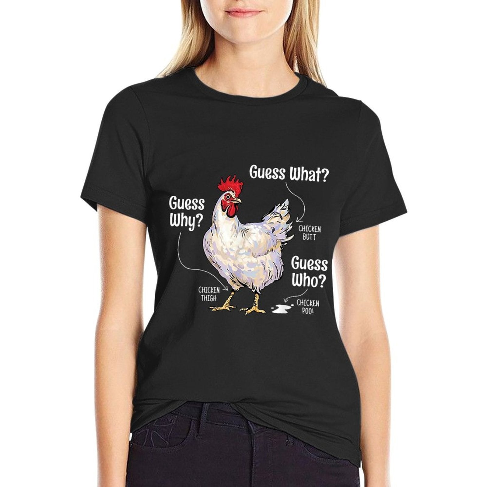 Funny Animal Farm Guess What Chicken Butt White Design  Easy-care T-Shirt