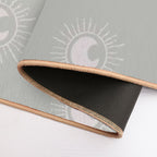 Boho Sun And Moon Pattern Bohemian Aesthetic In Muted Colors Pale Green Durable Bath Mat