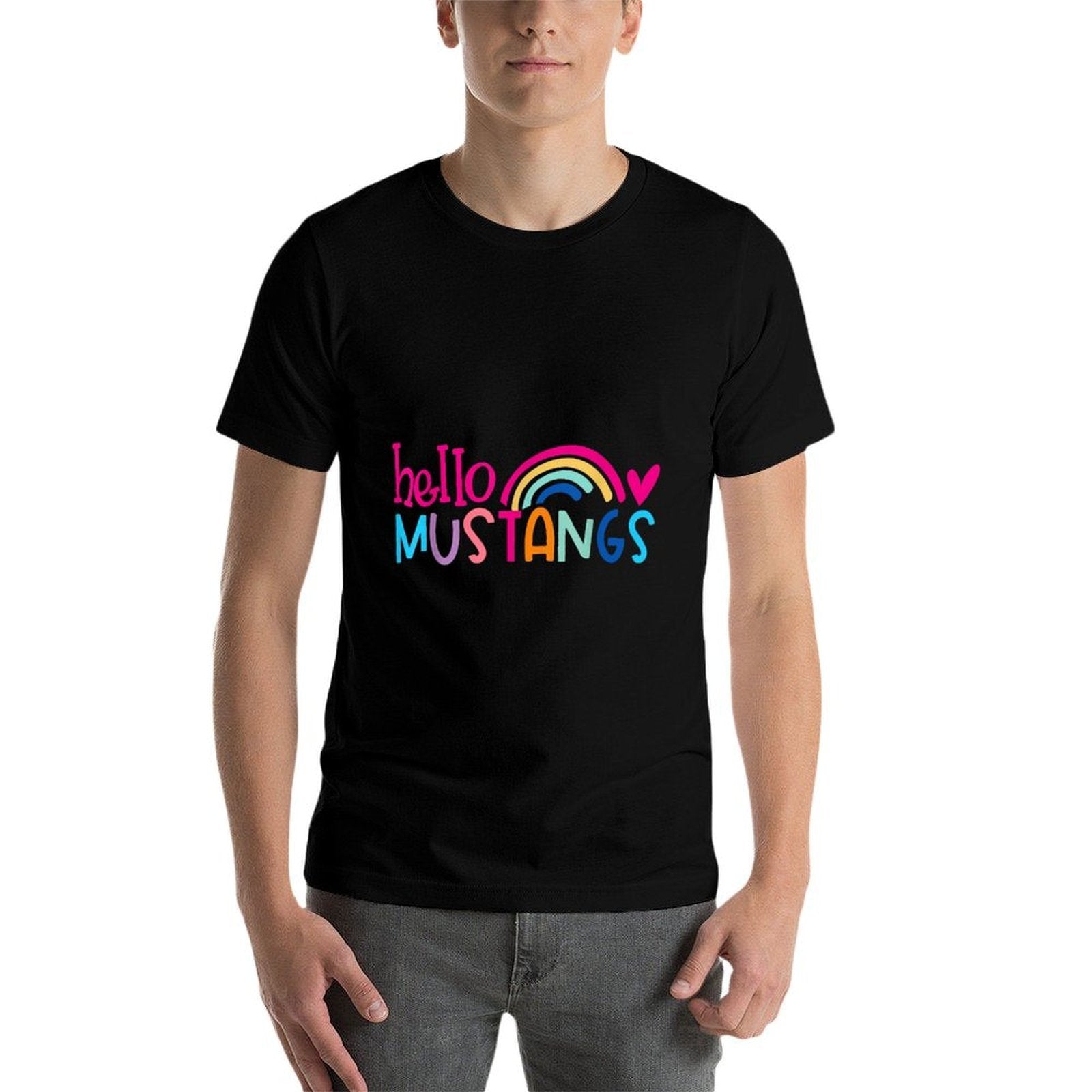 Mustangs School Sports Fan Team Spirit Mascot Gift  Oversized Silhouette T-Shirt