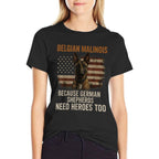 Funny Belgian Malinois American Patriotic Dog 4th July for Men Women Kids  Polyester Blend T-Shirt