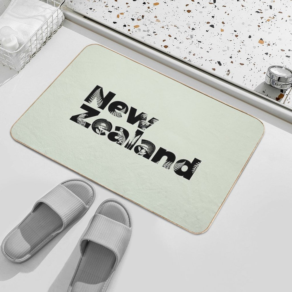 New Zealand Inset with Native Flora  Fade-Resistant Bath Mat