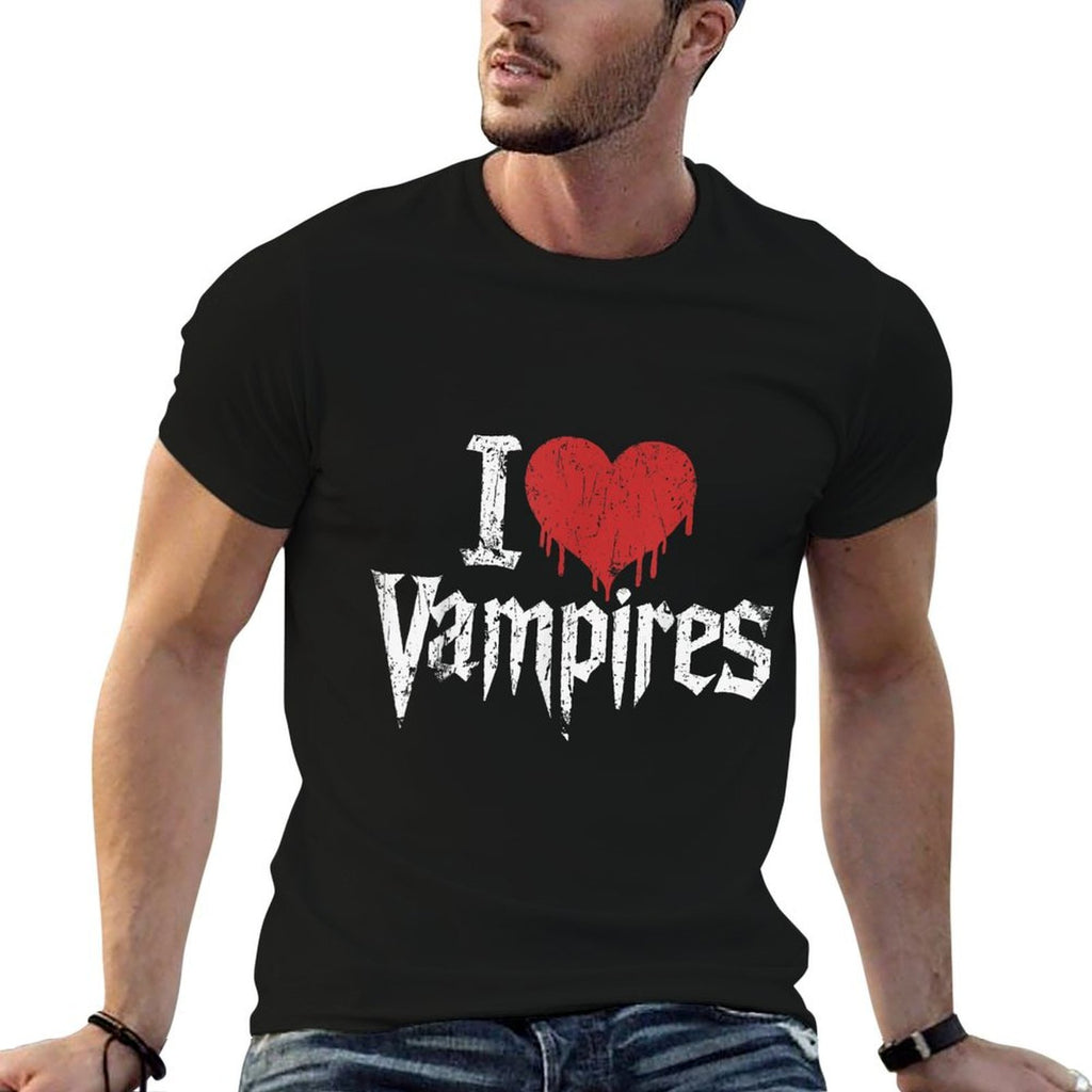 I Love Vampires I Red Heart Vampires Grunge Halloween Horror  Stretchy T-Shirt