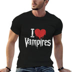 I Love Vampires I Red Heart Vampires Grunge Halloween Horror  Stretchy T-Shirt
