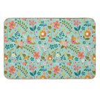 Blue Floral Pattern  Slip-Resistant Bath Mat