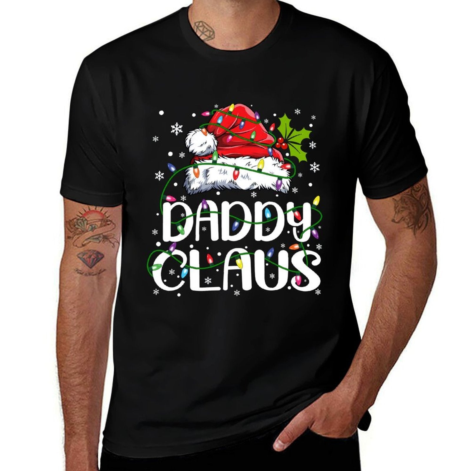 Daddy Claus Christmas Lights Pajama Family Matching  Moisture-wicking T-Shirt