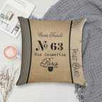 Vintage Burlap Ticker Look Paris France Soft Luxury Feel Throw Pillow