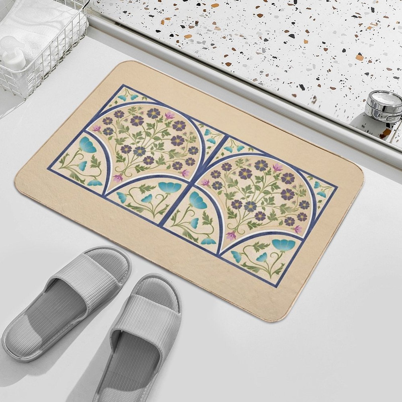 Art Nouveau Morning Glory Garden  Non-Slip Bath Mat