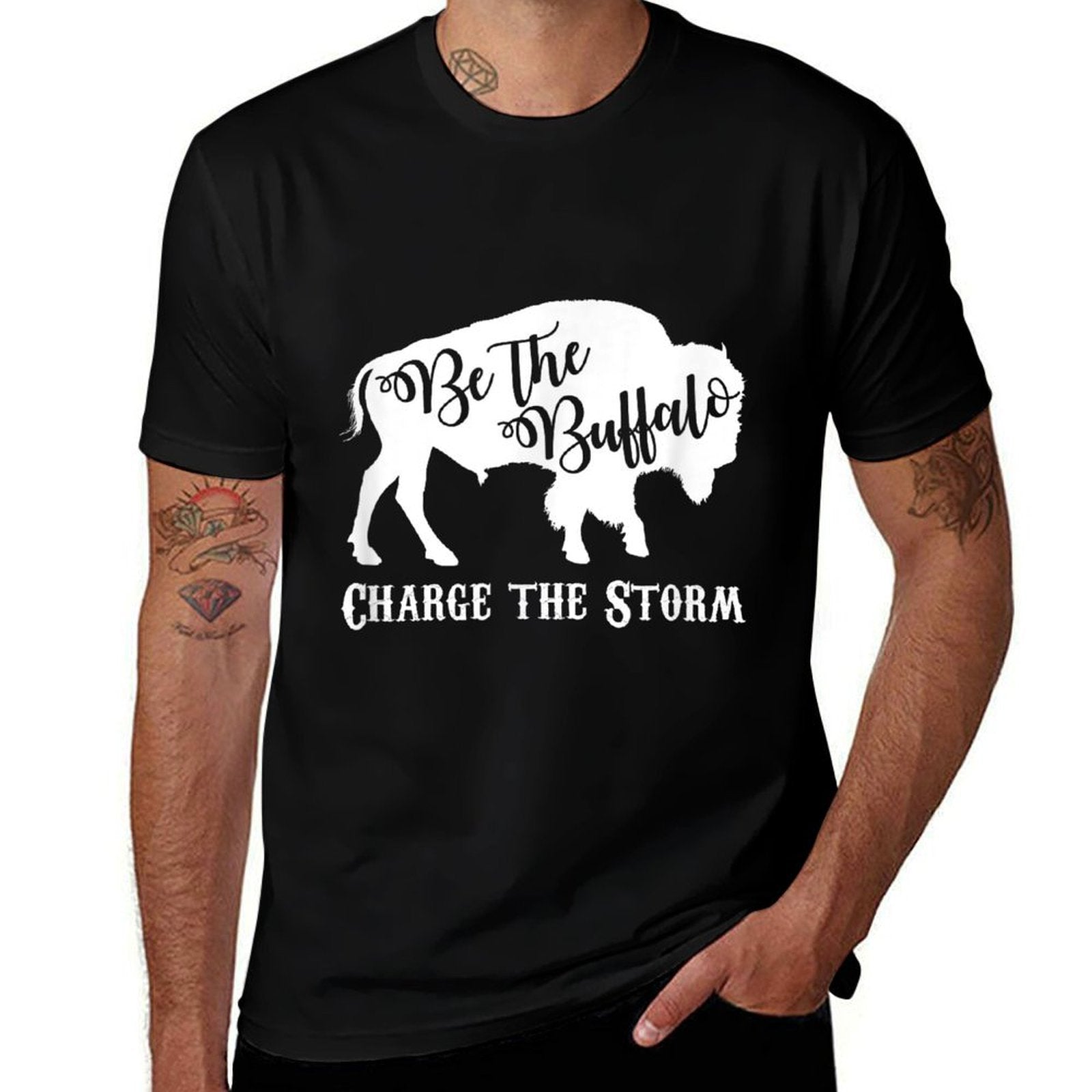 Be The Buffalo Charge The Storm White Men Women  Odor-resistant T-Shirt