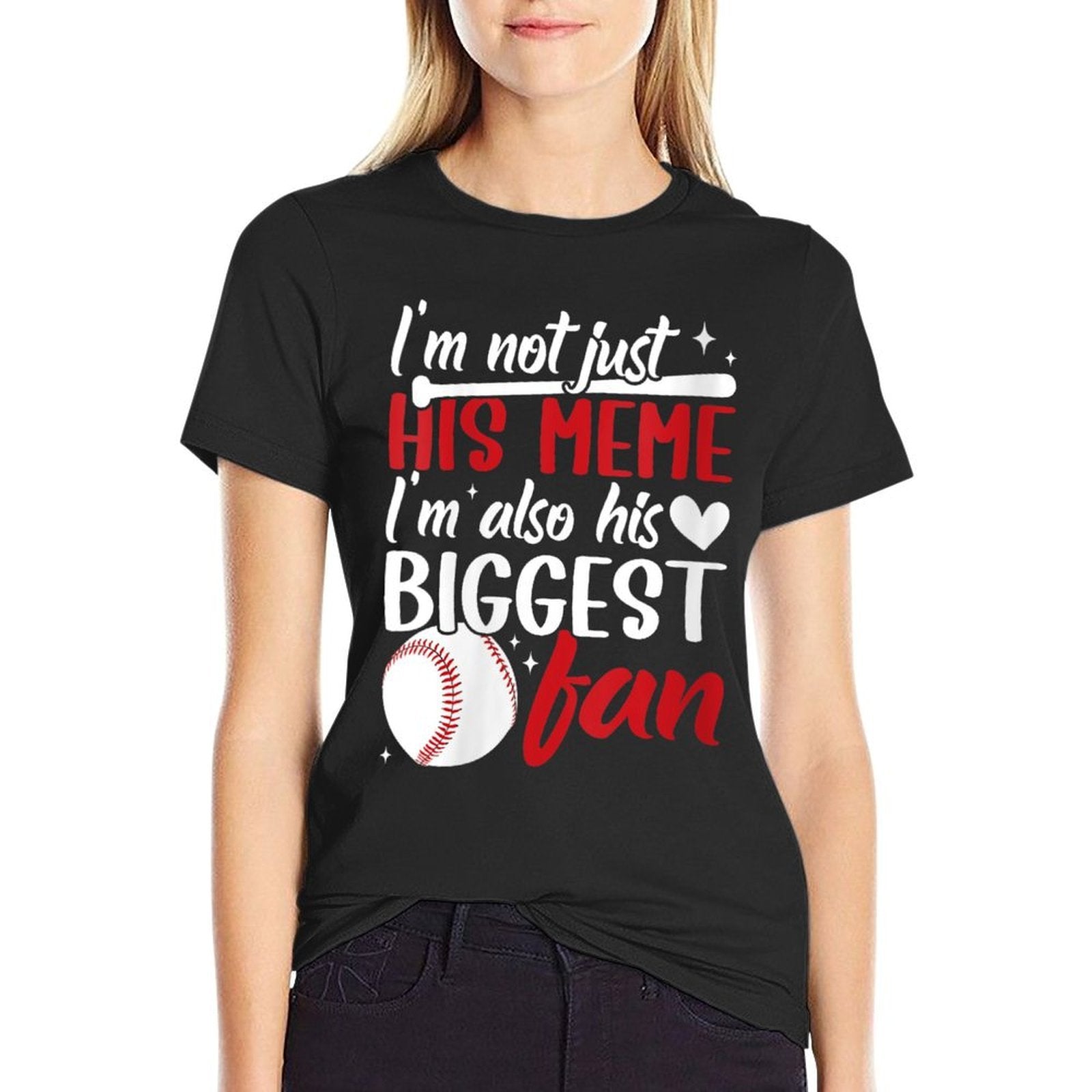 Womens His Biggest Fan Baseball Meme Of A Baseball Player Meme  High-quality Stitching T-Shirt
