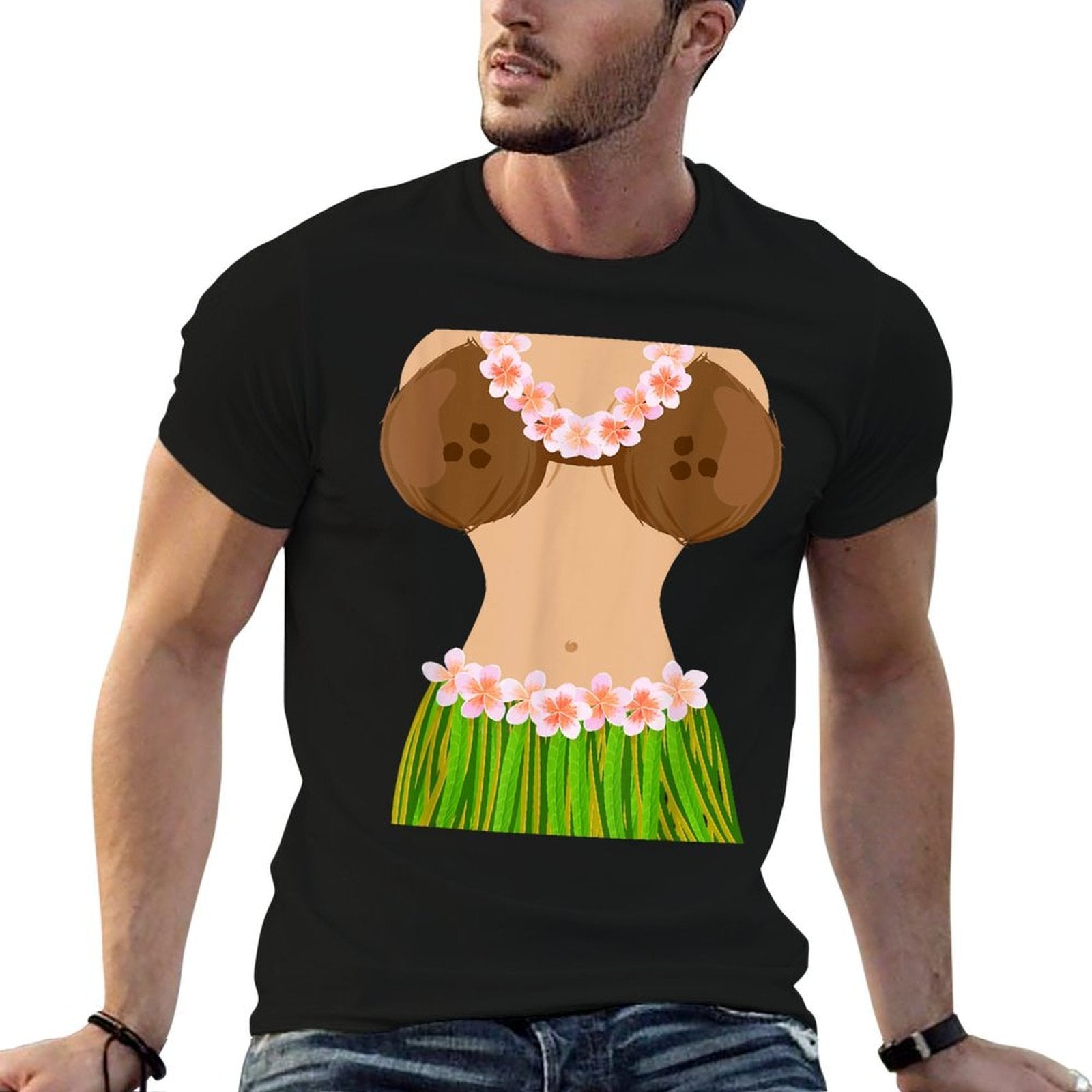 Hawaiian Coconut Shell Bra Funny Halloween Party  Affordable Price T-Shirt